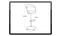 Round Adjustable Padded Counter Top Bar Stools With Backs 58cm-80cm Height